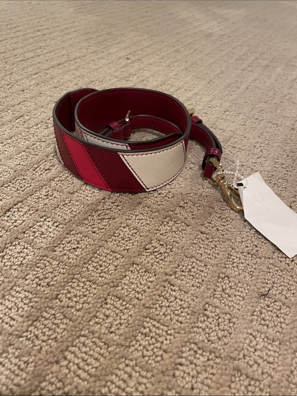 Michael Kors Tri-Color Leather Bag Strap in Red, Pink and White